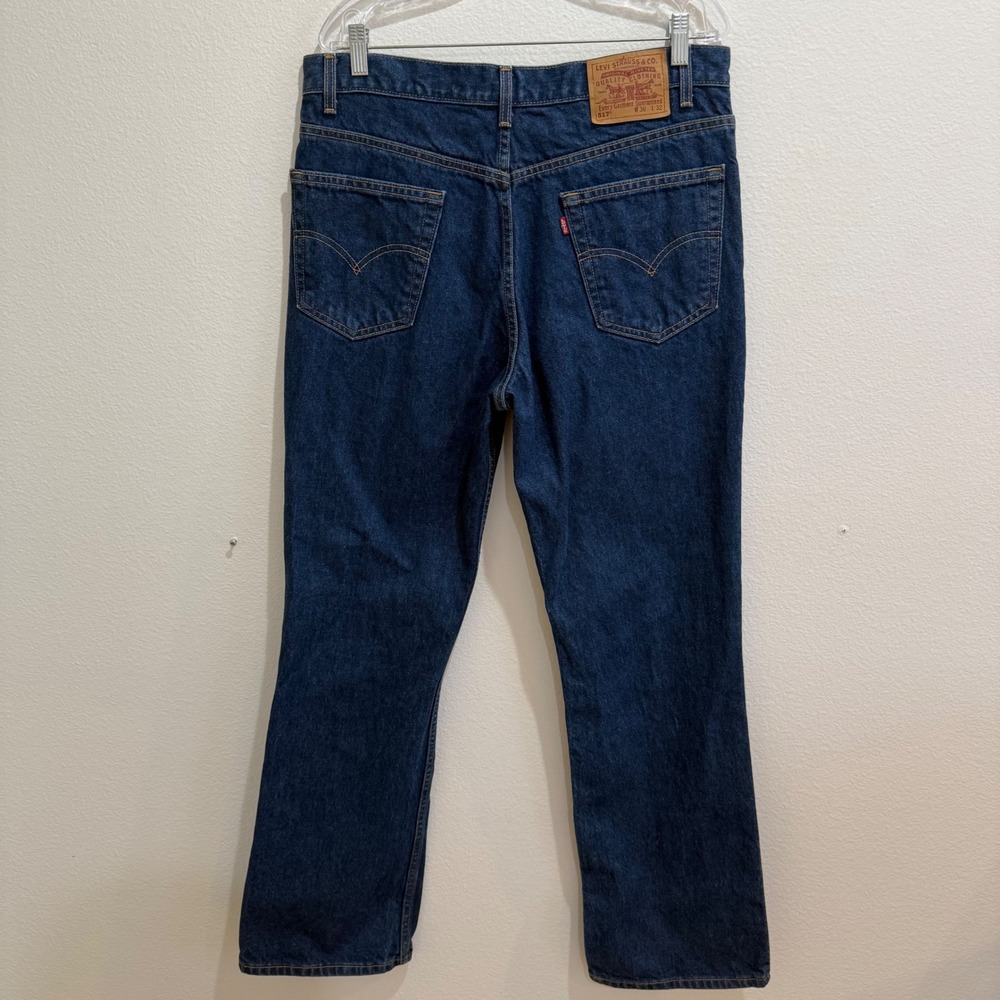 Vintage Levis 517 Boot Cut Jeans Mens 36x32 Dark Wash Denim Blue 517-0217